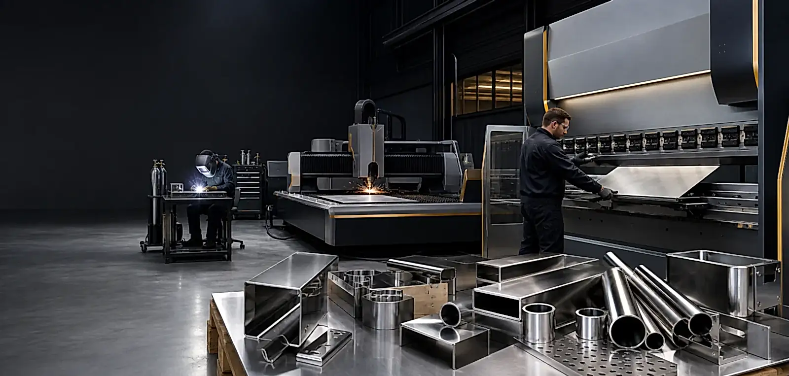 CNC fiber lazer kesim, abkant büküm ve TIG kaynak yapılan paslanmaz çelik imalat merkezi